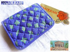 ? NAJ OLEARI Vero VINTAGE Portafoglio Portamonete Tessuto Cotone BLU Cartellino