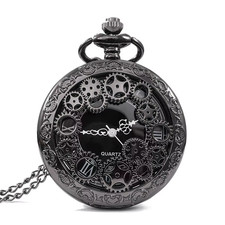 Steampunk Rame Vintage Hollow Gear Hollow Orologio Da Tasca Al Quarzo Collana Ci
