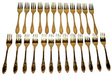 Solingen Germany Posate Acciaio Inox 23/24 Placca Oro 25 Forchette 5 3/4"