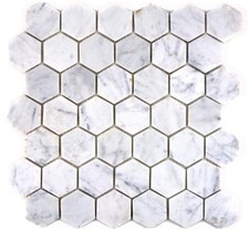 Corpo Mosaico Piastrelle Marmo Pietra Bianco Hexagon Carrara Optik WB44-0103 /