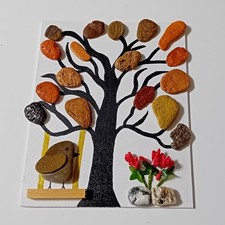 Quadro albero con sassi - quadro,