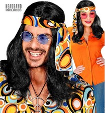 Giochi - Vari - Widmann: Nera Parrucca Anni 70 Disco Fever Con Fascia In Scatola