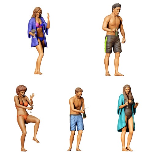 Poolparty ospiti figure set - ospiti,
