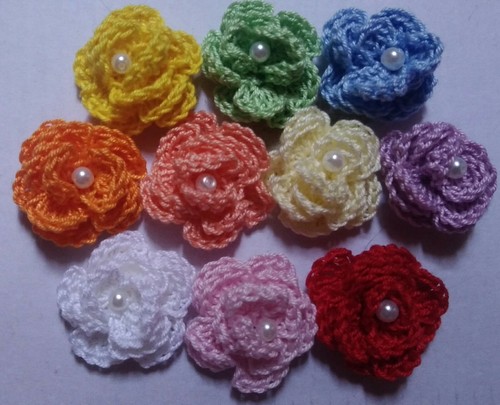 Lotto roselline uncinetto - lotto, 10