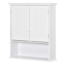 kleankin Mobile Pensile Bagno con Armadietto a 2 Ante e Ripiano Aperto Bianco