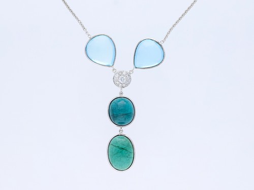 Collana diamanti acquamarina