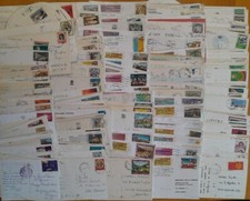 160 CARTOLINE CON FRANCOBOLLI ISOLATI COMMEMOR.VI DIVERSI -STORIA POSTALE ITALIA