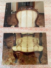 Antica sedia imbottita con braccioli poltrona poltroncina vintage in legno noce 