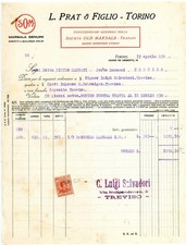1930 TORINO Corso Re Umberto, 15 L. PRAT E FIGLIO Fattura per bozzello Marsala