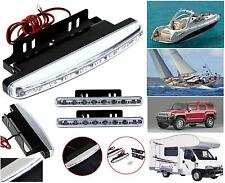COPPIA FARETTI uso MARINO IMPERMEABILE a 8 LED BIANCHI 12V per BARCA AUTO CAMPER