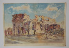 QUADRO ACQUARELLO ACQUERELLO FIRMATO DE VILLA DI VILLA 1918 SAN DONA' DI PIAVE