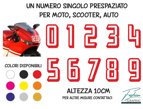 Adesivi numeri 10cm - 10cm, corsa
