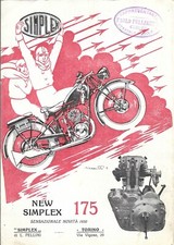 Depliant Moto NEW SIMPLEX 175  cc. 1930 - Raro originale d'epoca Motocicletta