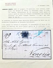 L.VENETO ?? 10+15 CENT (2f-5) VENEZIA X CITTÀ - DECALCO, CERT. SORANI