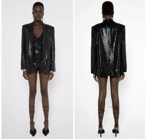 Blazer zara nero paillettes - nero,