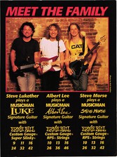Pubblicità stampa Ernie Ball Incontra la famiglia musicista Luke, Albert Lee, Steve Morse