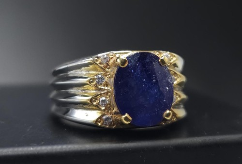 Anello zaffiro blu naturale