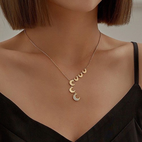 Collana mezzaluna oro catenina