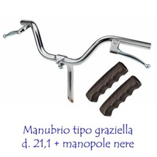 Manubrio Cromato Acciaio + Manopole Bici Ø 21,1 Pieghevole - Graziella con Leve