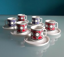 "VOHENSTRAUSS" Johann Seltmann, Bavaria, 6 tazze da caffè, porcellana vintage.