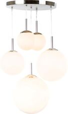 Lampadario Sospensione Moderno, 5 Sfere Bianche Grandi e Piccole,E27 GLOBO BALLA