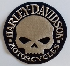 Patch Toppa Grande, Skull Harley Davidson, scritta gialla skull intero giallo