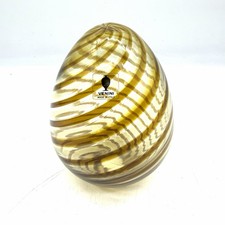 Uovo vetro soffiato canne VENINI di Murano vintage 1980 originale bronzo giallo