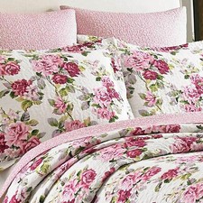 NUOVO! ~ SET TRAPUNTA SHABBY ACCOGLIENTE COUNTRY CHIC ROSA VIOLA FOGLIA LILLA ROSA LAVANDA