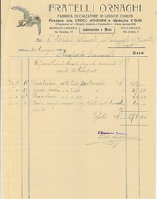 Fattura int. FRATELLI ORNAGHI FABBRICA CALZATURE, Musocco-Cagnola, Milano 1929