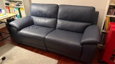 divano pelle blu PoltroneSofa 3 posti con n.2 relax elettrico