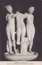 CARTOLINA *48 SIENA TOSCANA LE TRE GRAZIE OPERA GRECO ROMANA LIBRERIA VIAG. 1929