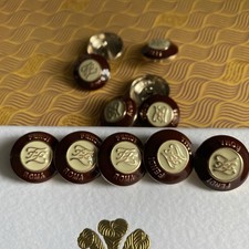Set 6 bottoni marrone bianco