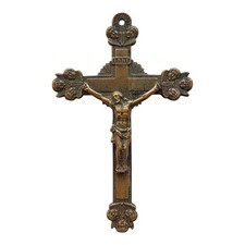 *HH* Antico Crocifisso crocefisso croce religiosa votiva devozionale Con Angeli