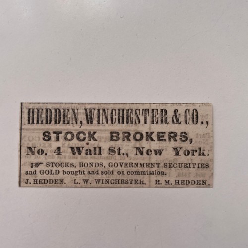 Hedden winchester co stock - hedden, &