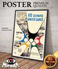 POSTER VINTAGE VII  WINTER  gare INVERNALI CORTINA 1956 SCI