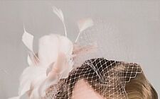 Veletta vintage in piume color rosa - Cerchietto cerimonia donna elegante 