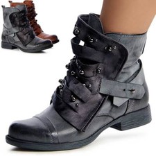 Stivali Da Lavoro Donna Stivaletti Con Borchie Booties Stivali Stringati