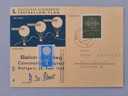 Ballonpost 1959 stoccarda - ballonpost,