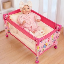 BABESIDE Culla per Bambole con Sacchetto di Stoccaggio,Panna Pieghevole Baby Doll Letto per 1...