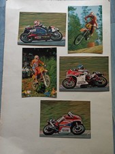 5 carte postale postcard moto Honda Japauto Cross