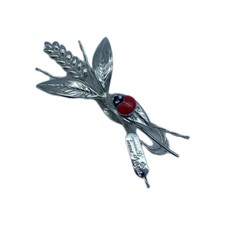 N.1 BOMBONIERA SPIGA di GRANO con COCCINELLA MURANO Cm.10 in ARGENTO 925% 6407