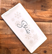 PIATTO RETTANGOLARE IN CERAMICA SCRITTA LET IT SNOW 25X12 CM