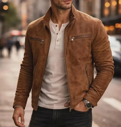 Giacca pelle scamosciata - , moto