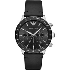 Orologio Uomo EMPORIO ARMANI MARIO AR11243 Chrono Vera Pelle Nero