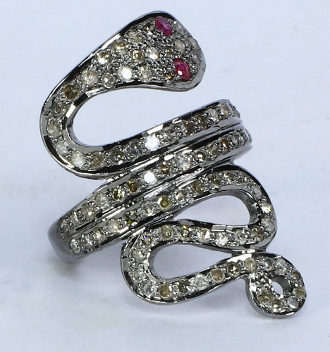 Anello serpente pavè - , di