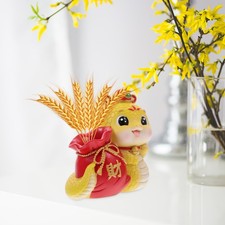  Portapenne zodiaco cinese Statuetta in resina serpente Portamatite da ufficio