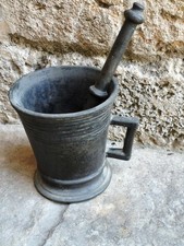 Antico mortaio bronzo con pestello 15cm, antique bronze mortar pestle