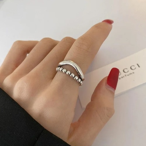 Anello fascia onda argento