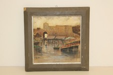 RICCIARDI OSCAR ( 1864 - 1935 ) Mercato:  olio su cartone