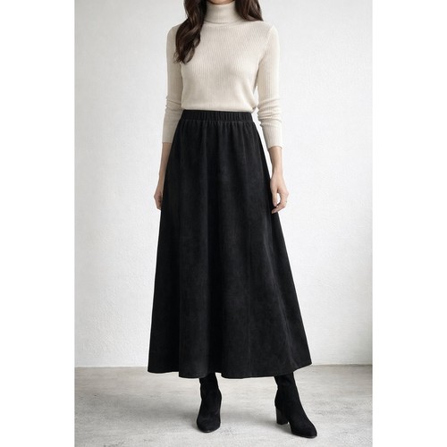 Maxi gonna scamosciata - , nera